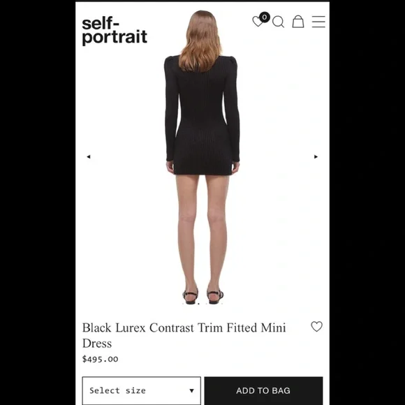 Self Portrait Black Lurex Contrast Trim Fitted Mini Dress - Picture 2 of 4